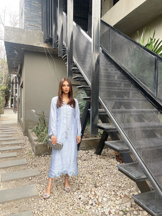 Pastel Blue Cutwork